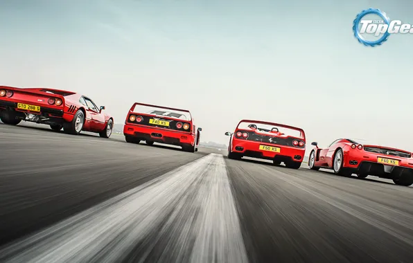 Картинка Top Gear, Ferrari, Red, F40, Enzo, Supercars, Track, Italian