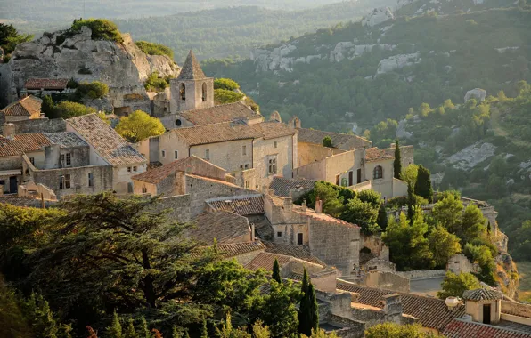 Горы, Франция, городок, France, Прованс, Midi-Pyrenees, Les Baux-de-Provence