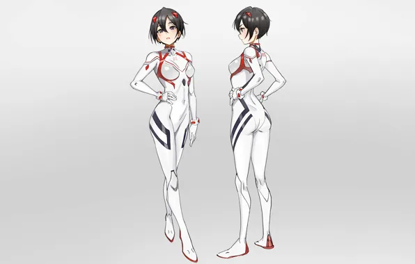 Girl, sexy, ass, anime, beautiful, short hair, purple eyes, pretty