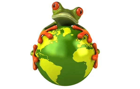 Картинка глаза, взгляд, графика, планета, лягушка, Free frog 3d