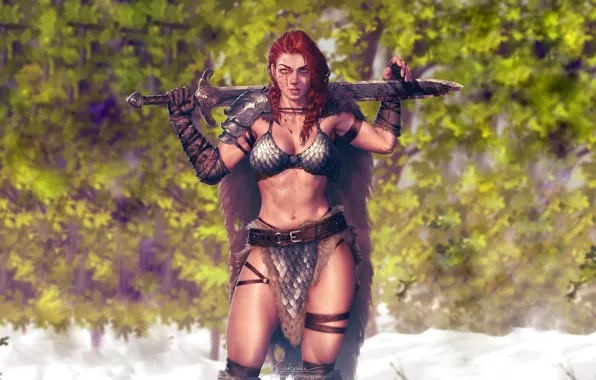 Девушка, Меч, Red Sonja, Рыжая Соня, Sword, Krystopher Decker, Кристофер Деккер