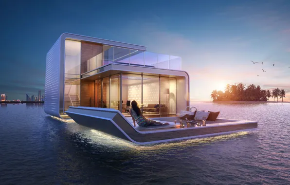 Город, остров, морская вилла, Room Design, Architecture Design, Floating House, Houseboat Ideas, Dream Home