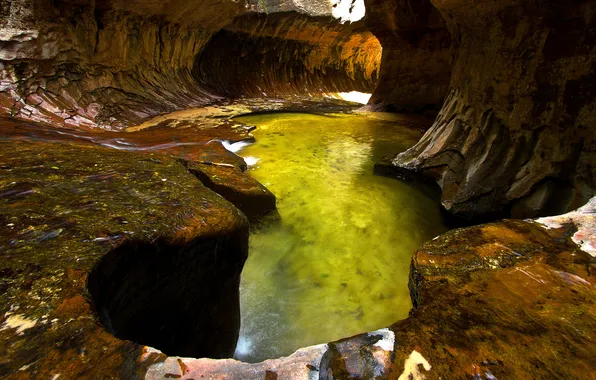 Река, камни, скалы, каньон, ущелье, Zion National Park, сша, юта