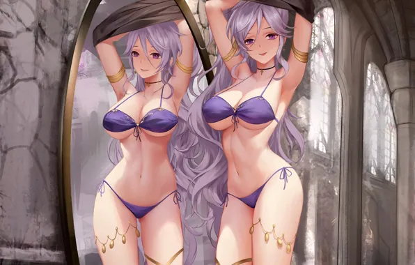 Girl, sexy, cleavage, long hair, boobs, anime, beautiful, pretty