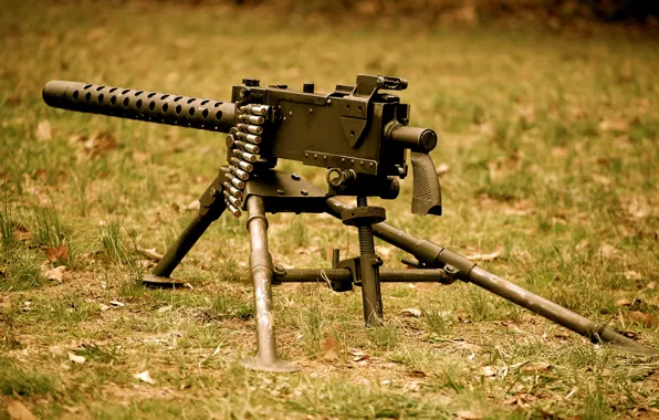 Трава, оружие, пулемёт, Браунинг, machine gun, патронная лента, «Браунинг», M1919