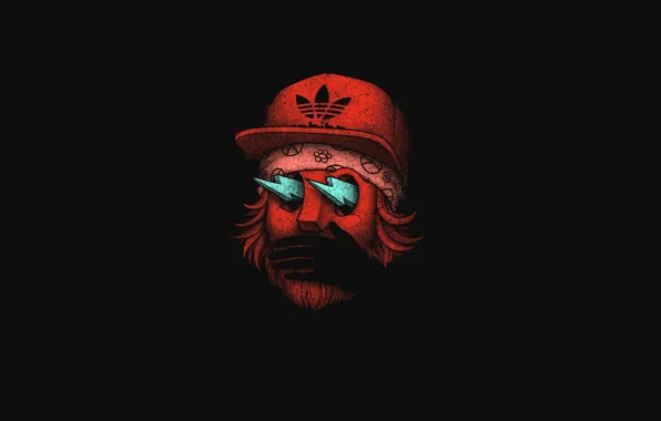 Минимализм, Рука, Лицо, Фон, Борода, Арт, Adidas, Кепка