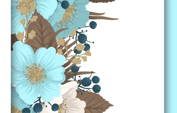 Белый, цветы, фон, голубой, flower, background, pattern, Винтаж