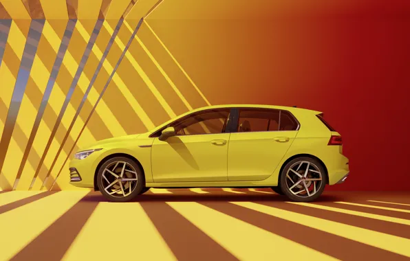 Картинка Volkswagen, вид сбоку, хэтчбек, Golf, hatchback, R-Line, 2020