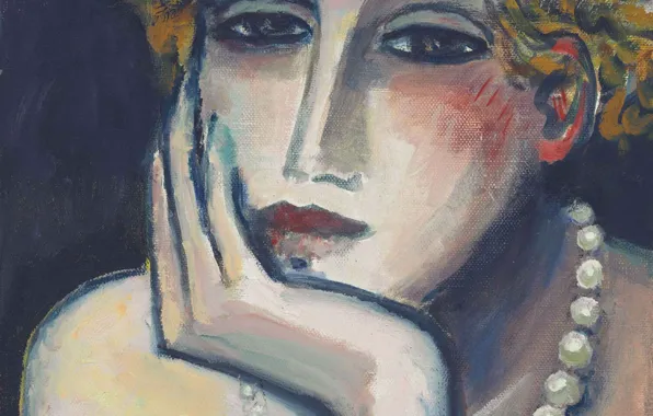 Бусы, 2000, грустная, Современная французская живопись, Jean-Pierre Cassigneul, Лицо II