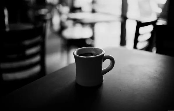 Картинка настроения, кофе, чашка, кафе, черно-белое, mood