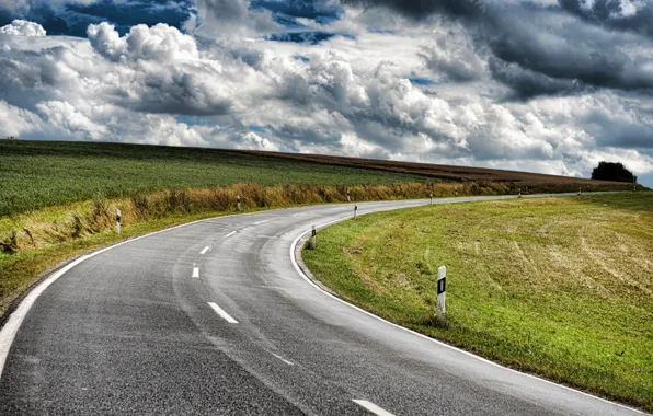 Картинка дорога, поле, небо