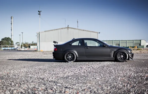 Черный, тюнинг, бмв, BMW, профиль, black, E46