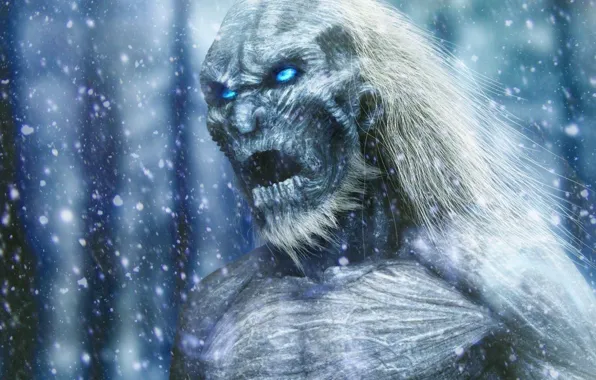 Zombie, ice, soldier, armor, blizzard, immortal, blue eyes, snow