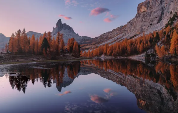 Горы, озеро, отражение, Dolomites, Soul Mirror