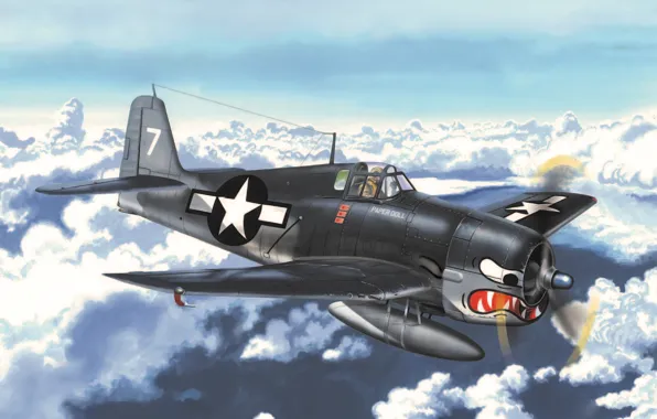 War, art, painting, ww2, Grumman F6F Hellcat