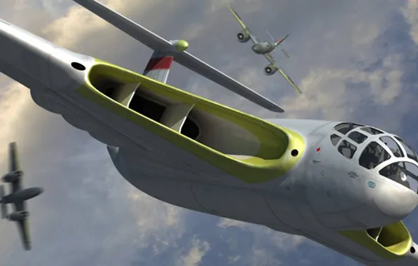 Концепт, бомбардировщик, самолёт, Heinkel, Bomber, Range, Long