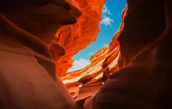 Небо, оранжевый, цвет, каньон