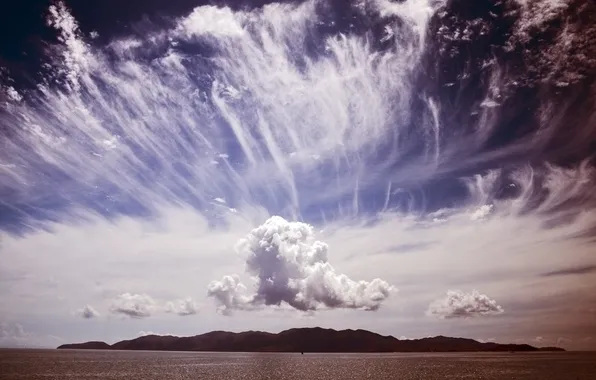Картинка небо, облака, горы, природа, фото, обои, горизонт, картинка