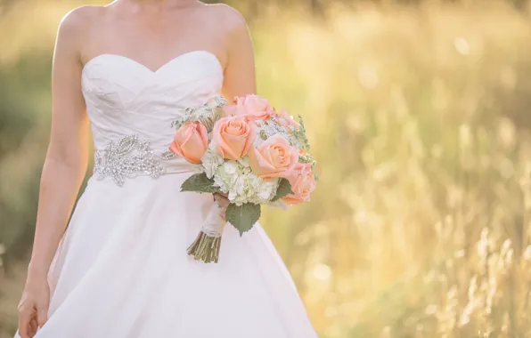 Букет, платье, невеста, свадьба, свадебный