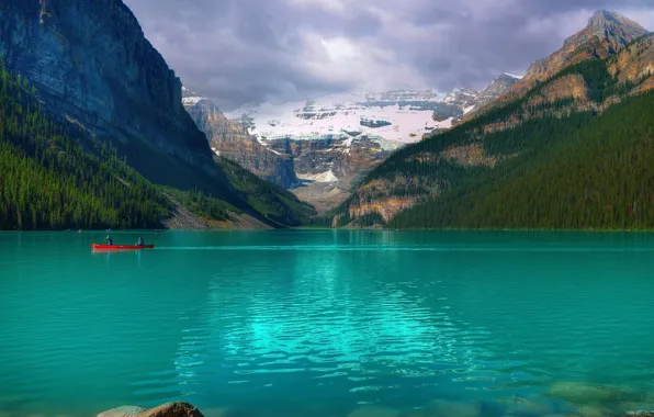 Озеро, Канада, canada, национальный парк, national park, Emerald Lake Louise, emerald lake louise