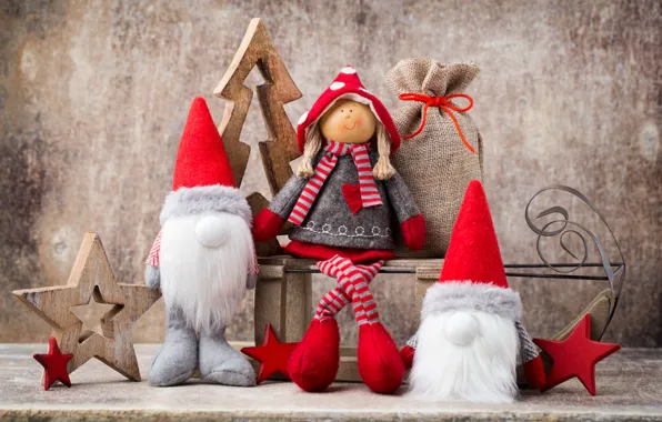Украшения, игрушки, кукла, Новый Год, Рождество, happy, Christmas, vintage