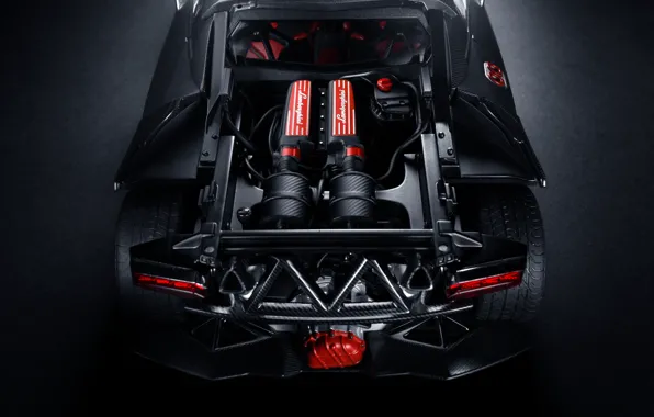 Картинка двигатель, Lamborghini, black, ламборджини, rear, Elemento, Sesto, элементо