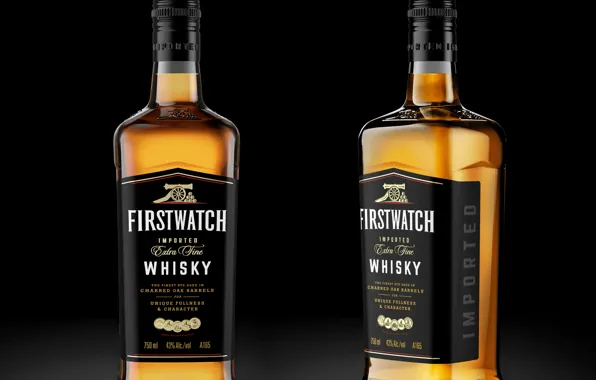 Glass, whiskey, bottle
