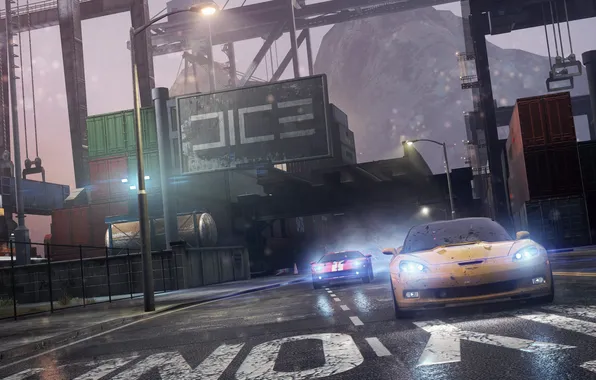 Картинка машины, гонка, трасса, арт, Need For Speed Most Wanted, ford, chevrolet