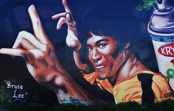 Картинка стена, граффити, Graffiti, Bruce Lee, Брюс Ли