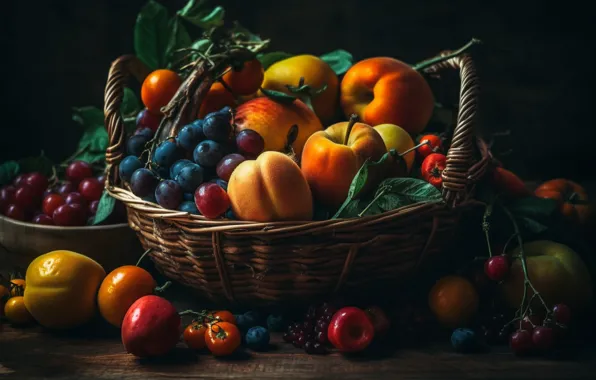 Ягоды, еда, фрукты, много, разные, вкусно, сочные, ассорти
