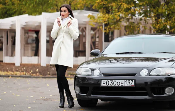Car, осень, девушка, машины, фото, обои, модель, япония