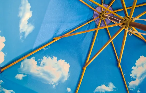 Картинка небо, облака, зонт, тент, ткань