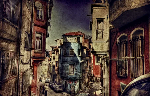 HDR, Улица, Стамбул, Турция, Street, Istanbul, Turkey, Old building