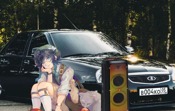 Аниме, lada, приора, lada priora, genshin impact, Venti