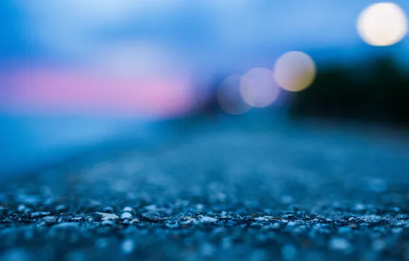 Пляж, вода, огни, земля, берег, вечер, abstract, blue