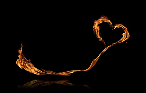 Картинка фон, огонь, пламя, сердце, fire, heart, горящее