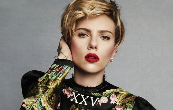 Картинка взгляд, девушка, портрет, Scarlett Johansson, губы