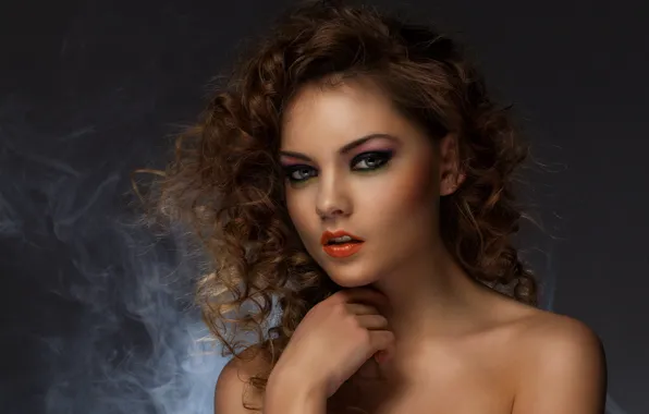 Девушка, лицо, макияж, прическа, кудряшки, фотомодель, Sergejs Rahunoks, @ Yeko Photo Studio