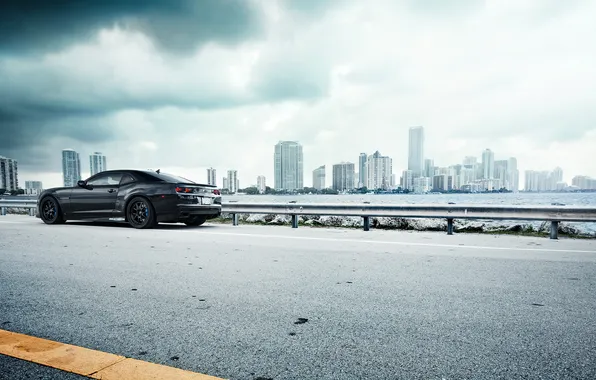 Дорога, город, camaro, chevrolet, камаро, шевролет