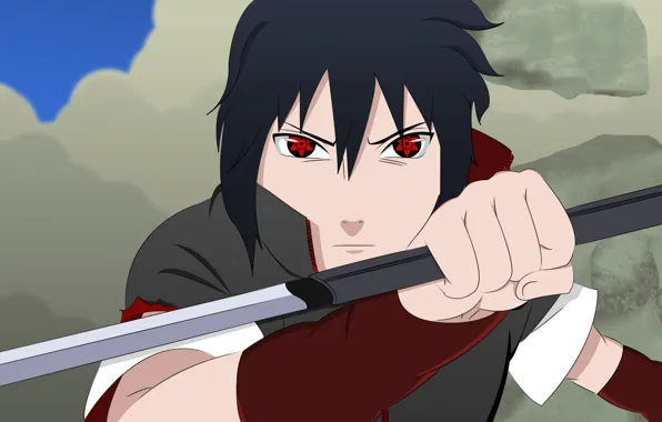 Картинка sword, Sasuke, Naruto, war, anime, katana, boy, sharingan