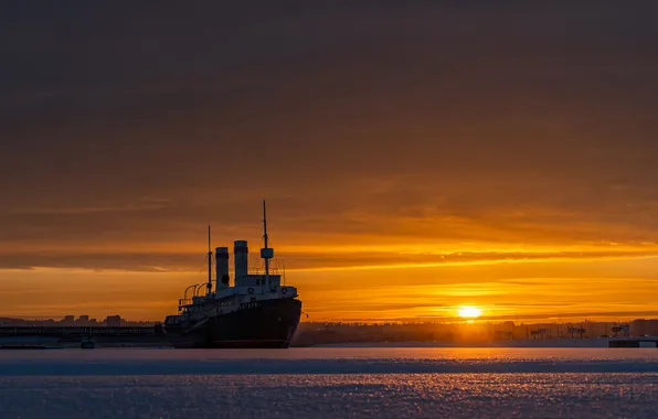 Море, цвета, закат, лодка