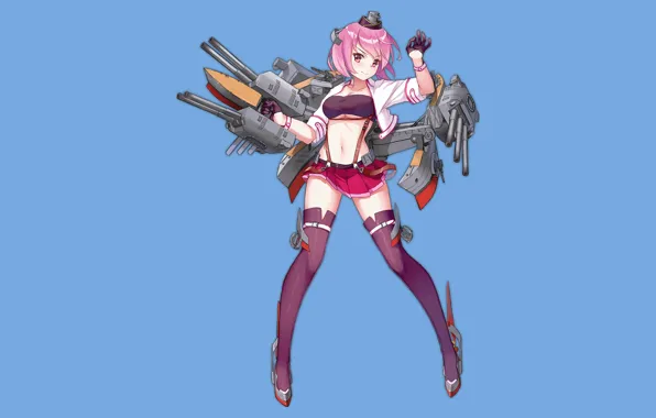 Girl, sexy, cleavage, thighhighs, pink hair, boobs, anime, beautiful