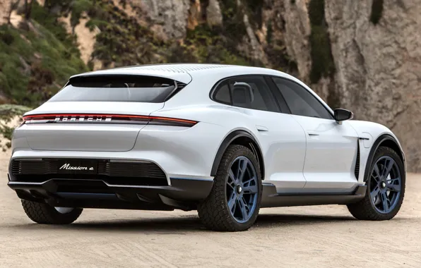 Porsche, вид сзади, 2018, Mission E, Cross Turismo