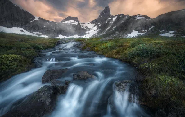 Картинка горы, река, Норвегия, Norway, Romsdalen Valley, Долина Ромсдален, Romsdal Alps, Ромсдальские Альпы