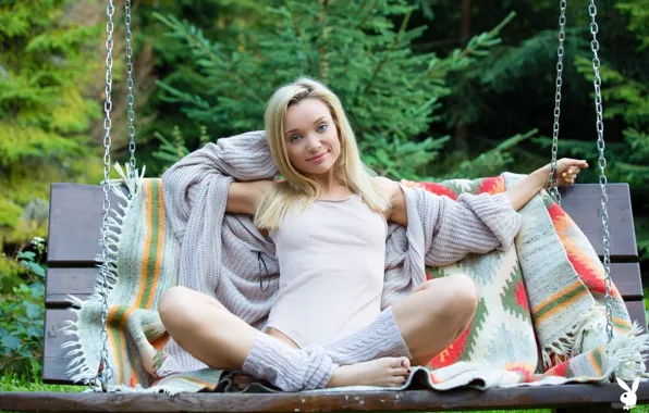 Playboy, Model, Blonde, Sweater, Swing, Zhenya Belaya