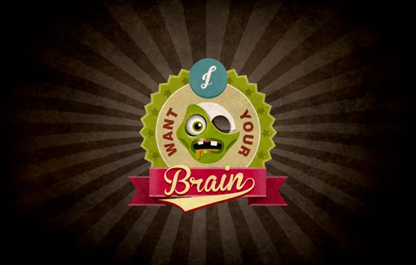 Zombie, vintage, dead, retro, brain, eat, plants vs. zombies