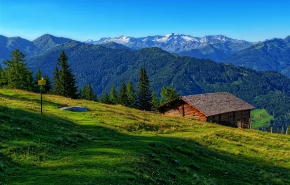 Картинка горы, Австрия, сарай, Luppitsch