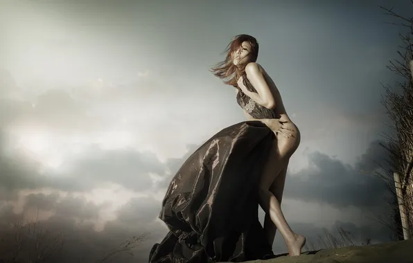 Девушка, поза, фон