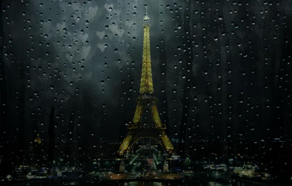 Картинка капли, Париж, сердечки, Эйфелева башня