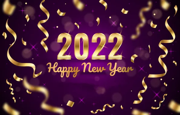 Фон, золото, цифры, Новый год, лиловый, golden, new year, happy